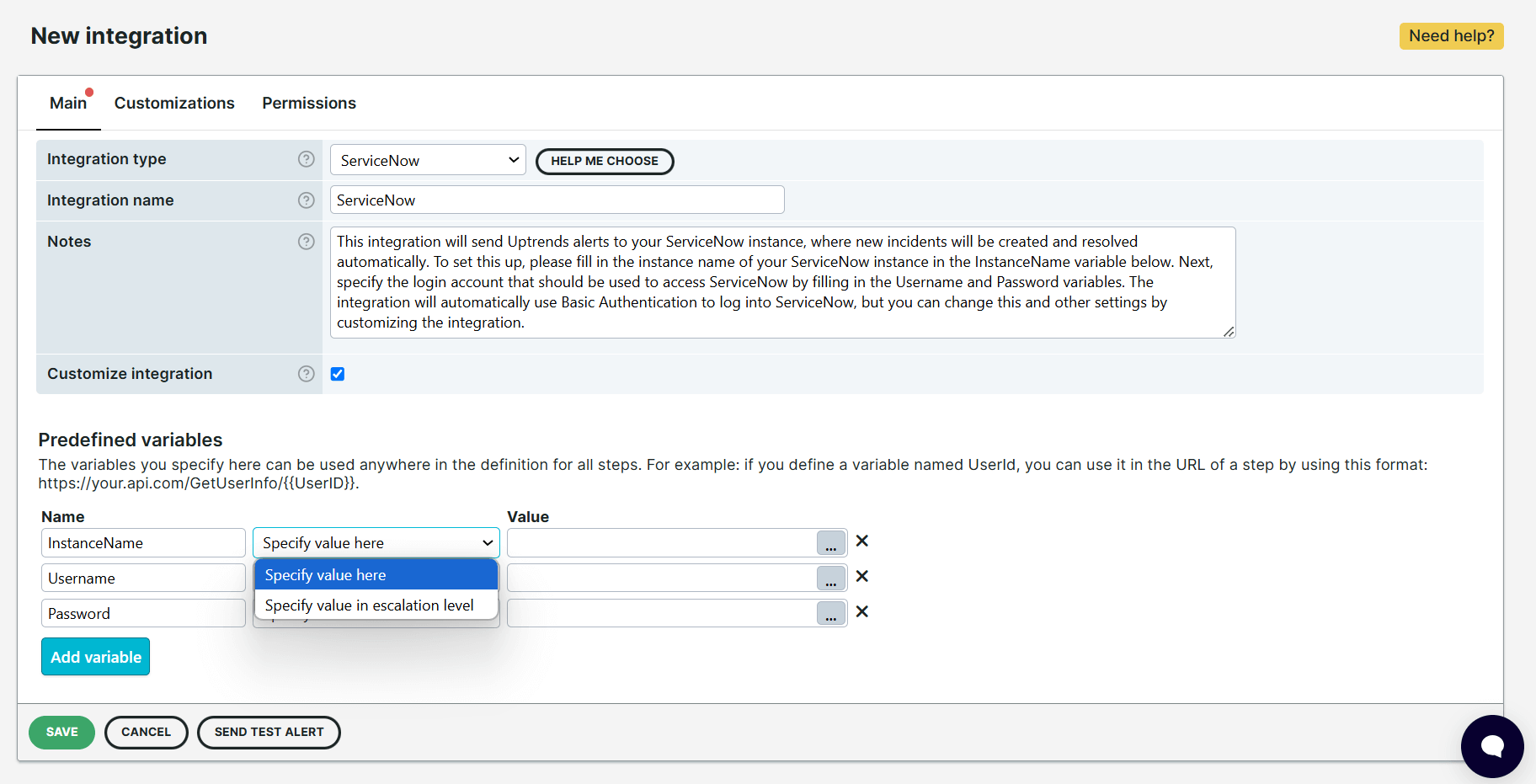 Aangepaste Voorgedefinieerde variabelen