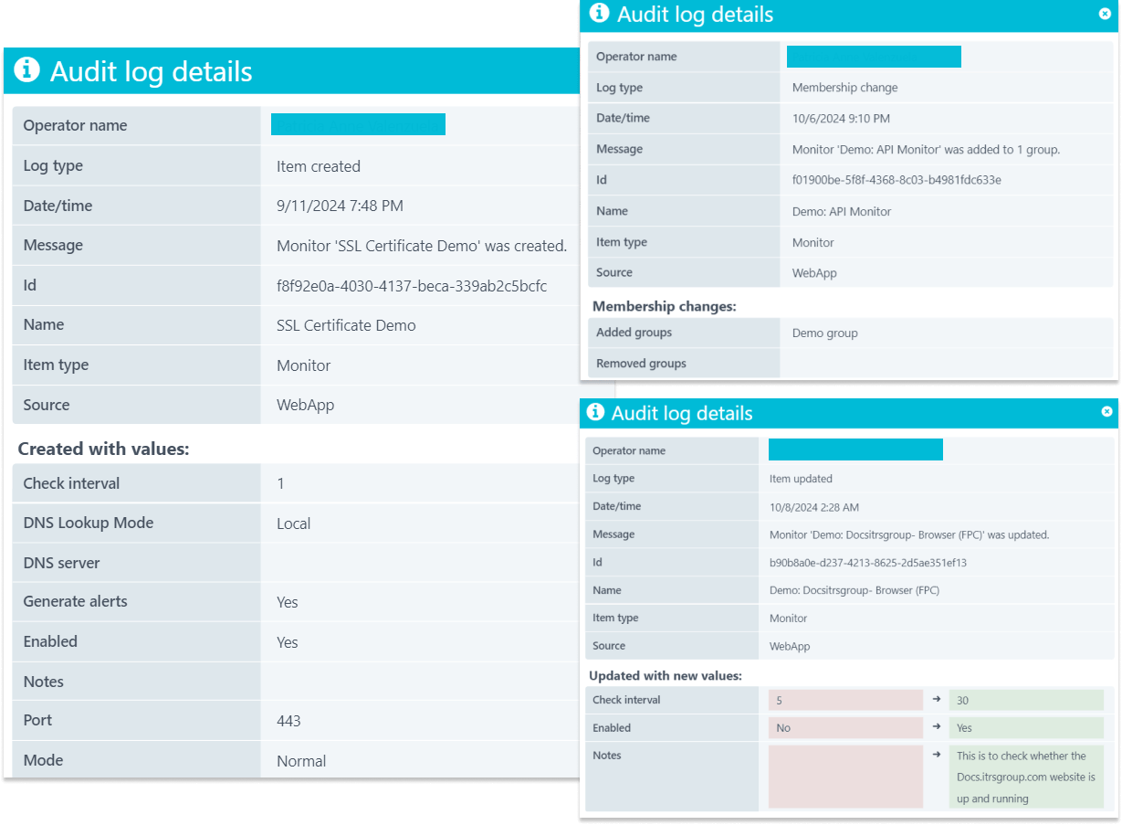 Audit log details overzicht