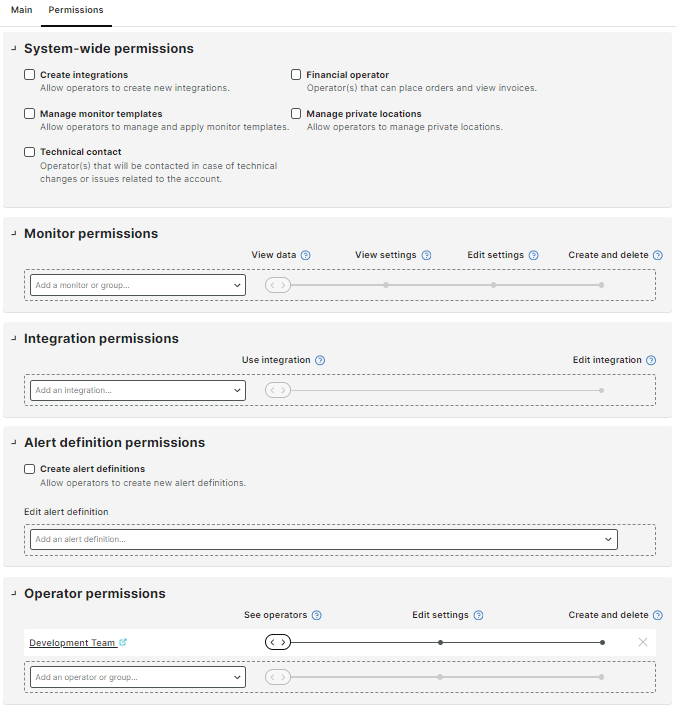 Gebruikersrechten operatorgroep