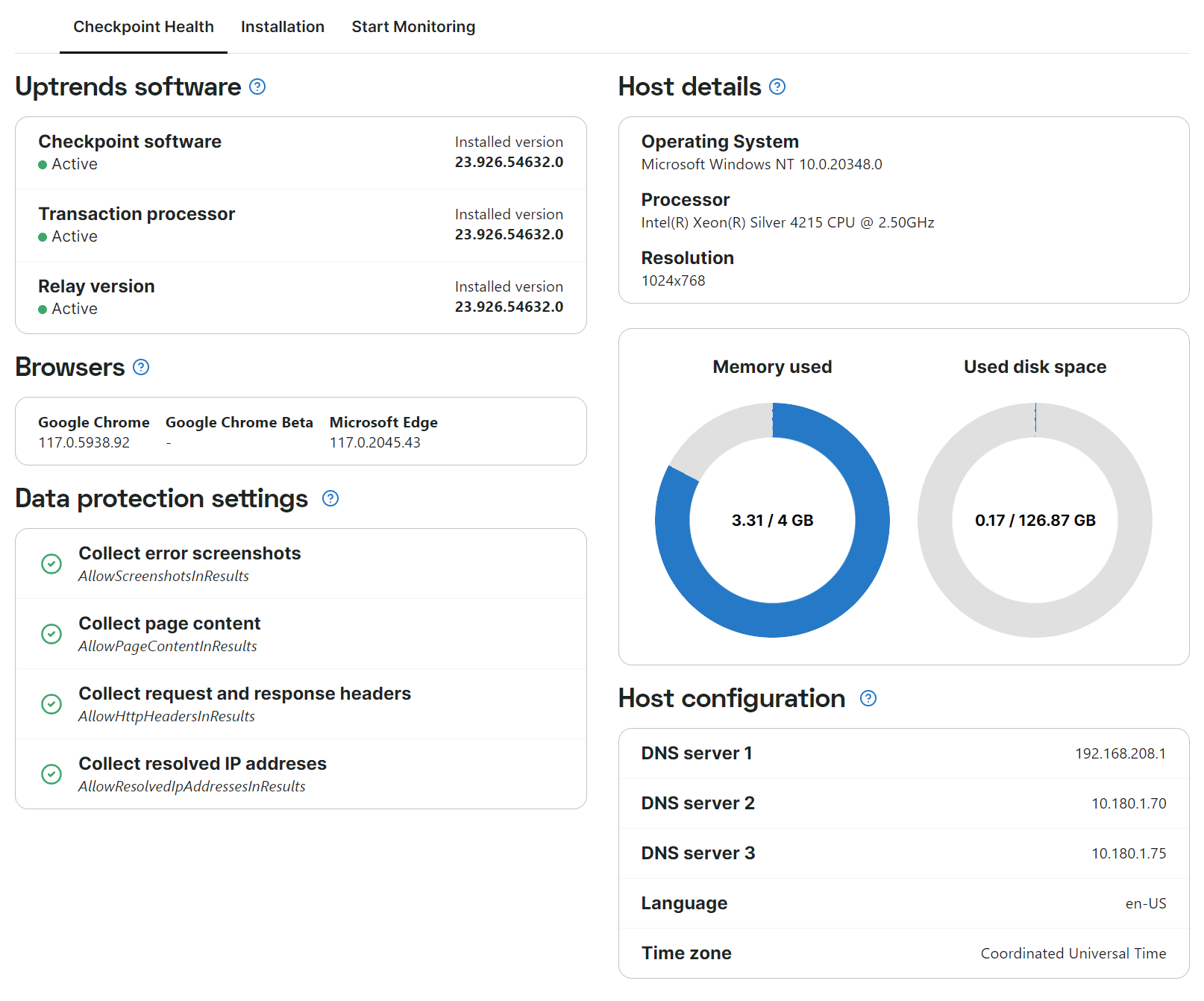 screenshot van het tabblad Controlestationstatus